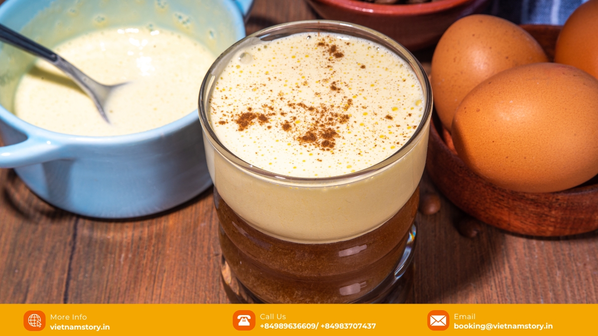 Hot Vietnamese Egg Coffee showcasing its distinct creamy layers Hot Vietnamese Egg Coffee showcasing its distinct creamy layers