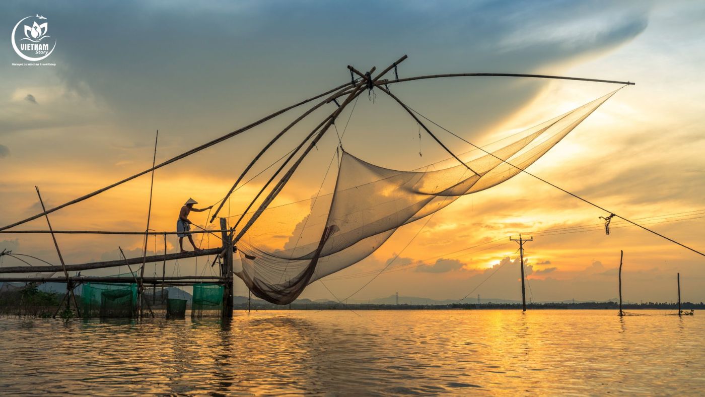 Beautiful sunset in the Mekong Delta