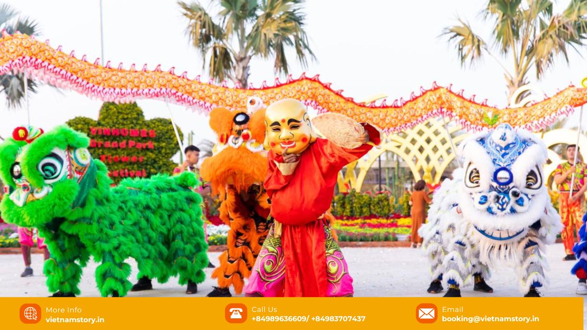 Vietnamese Lion Dance (Múa Lân): Unveiling a Spirited Cultural Tradition 2 Energetic Vietnamese Lion Dance performance, a symbolic art form central to Vietnamese culture and festivals.